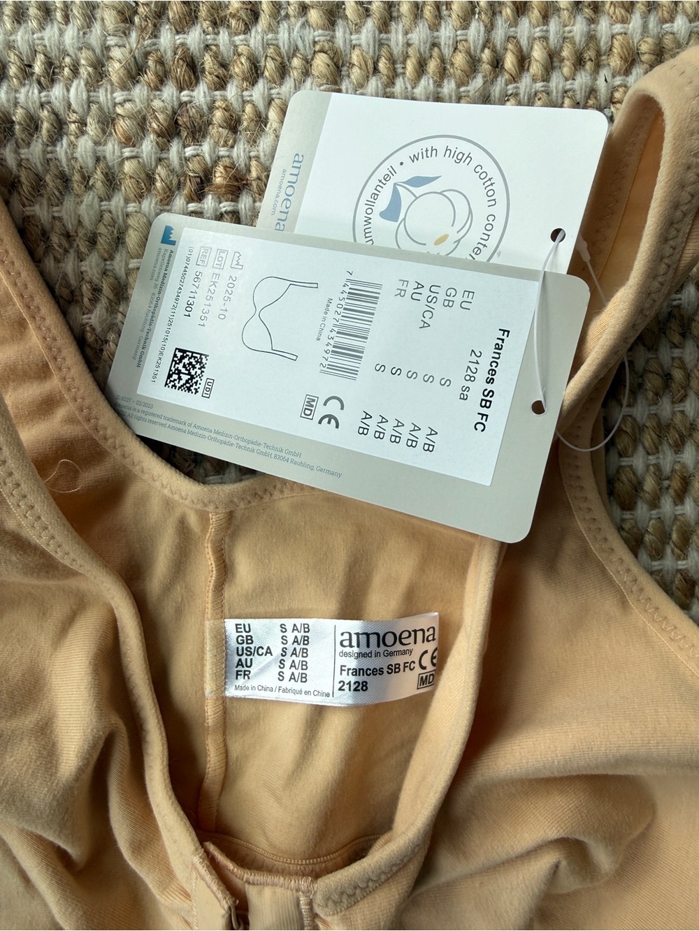NWT Amoena Frances Front-Closure Soft Cup Comfort Bra in Nude - Small A/B - Picture 3 of 5